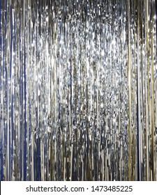 Silver  Holographic Tinsel Line Background