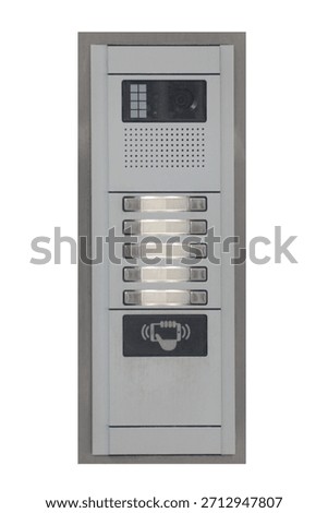 silver intercom with keypad isolated on a white background