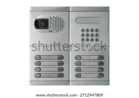 silver intercom with keypad isolated on a white background
