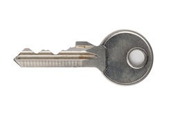 Silver Key Isolated On White With Clipping Path