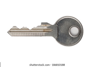 Silver key isolated on white with clipping path - Shutterstock ID 186810188