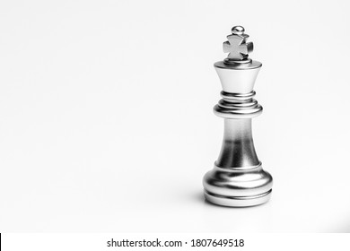 silver king chess standing alone. - leadership concept. - Shutterstock ID 1807649518