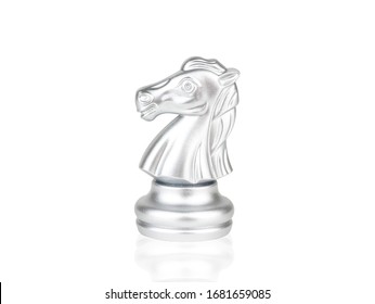 The Silver Knight Chess pieces battle isolated on white background with clipping path