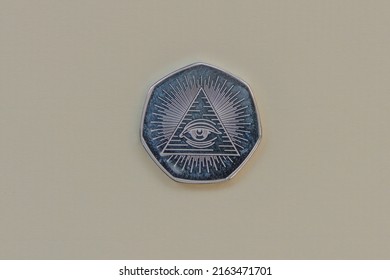 Silver Masonic Coin Depicting All Seeing Stock Photo 2163471701 ...