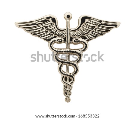 Silver Medical Wings Isolated on White Background.