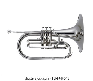 Silver Mellophone Isolated On White Background.