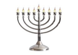 Silver Menorah Isolated On White Background