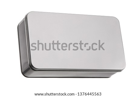silver metal box isolated on white background.