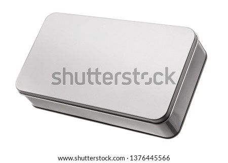 silver metal box isolated on white background.