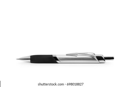 Silver Metal Pen on white background/ Silver Metal Pen/ Tool for education