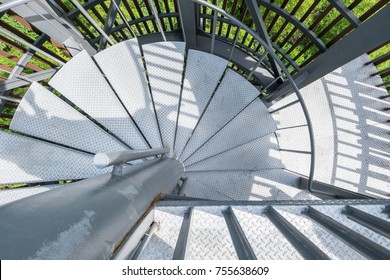 Silver Metal Spiral Staircase