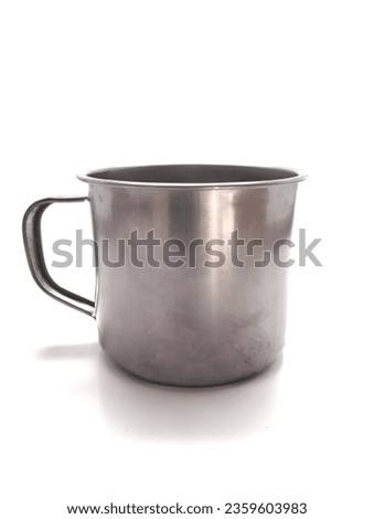 Silver metal steel cup on isolated white