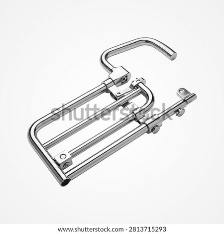 Silver metal zipper pull with double rings on white background