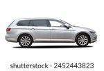 Silver modern station wagon combi car on a white background.