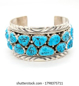 Silver Native American Turquoise Cuff Bracelet