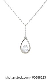 Silver Necklace Isolated On The White Background