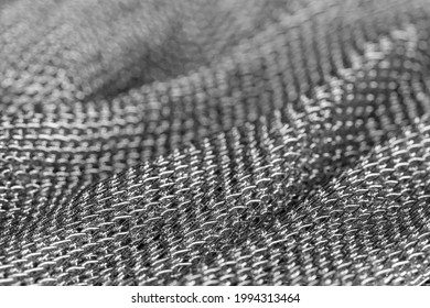 Silver Net Texture. Luxury Shiny Silver Background Texture. Shallow Depth Of Field.