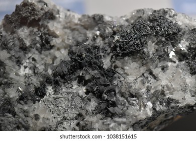 Silver Ore On Rock Close Up Macro