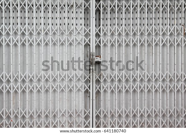 Silver Paint Steel Door Double Handle Stock Photo Edit Now 641180740