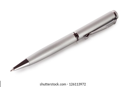 Silver pen isolated on a white background