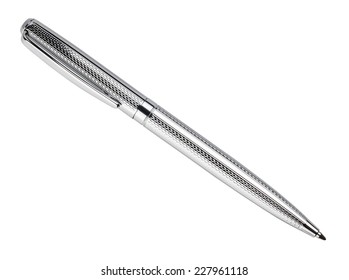 the silver pen isolated on white background