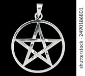 Silver Pentogram pendant. 925 silver. Occult accessory, dark magic. Satan, Baphomet, Devil, 666, Lilith. Accessory for rockers, metalheads, punks, goths.