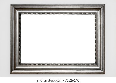 Silver Photo Frame Isolated At White Wall