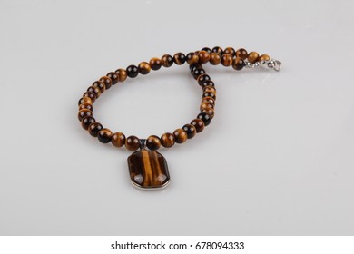 Silver Plated Tiger Eye Crystal Natural Stone Necklace