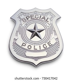 Silver Police Badge Isolated On A White Background.