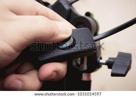 Silver power button close-up