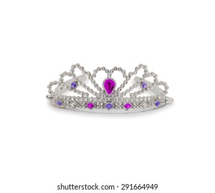 Silver Princess Crown Isolated On White Background