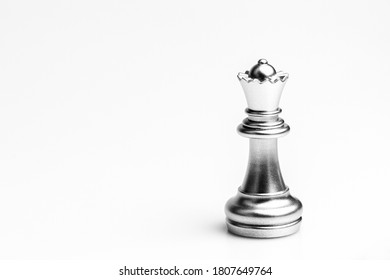 silver queen chess standing alone. - leadership concept. - Shutterstock ID 1807649764