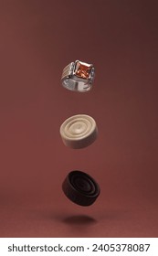 Silver ring levitation with backgammon