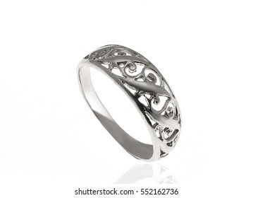 Silver Ring On White Background