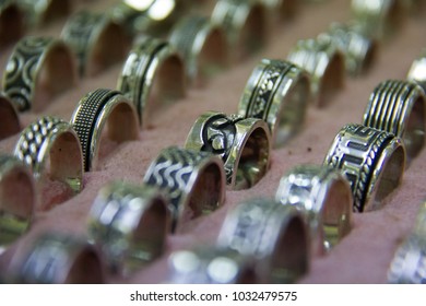 Silver Rings On Sale In A Mexican Jewelry Store