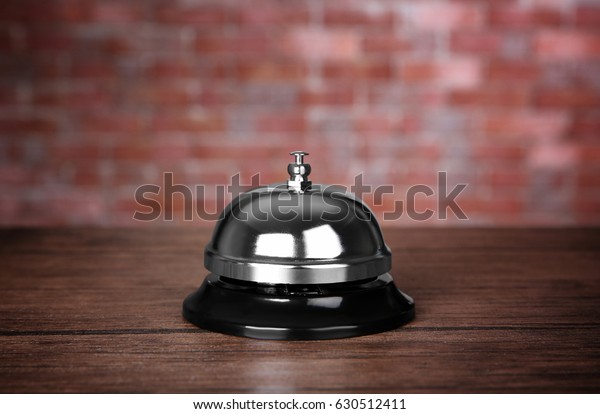 Silver Service Bell On Reception Desk Stock Photo Edit Now 630512411