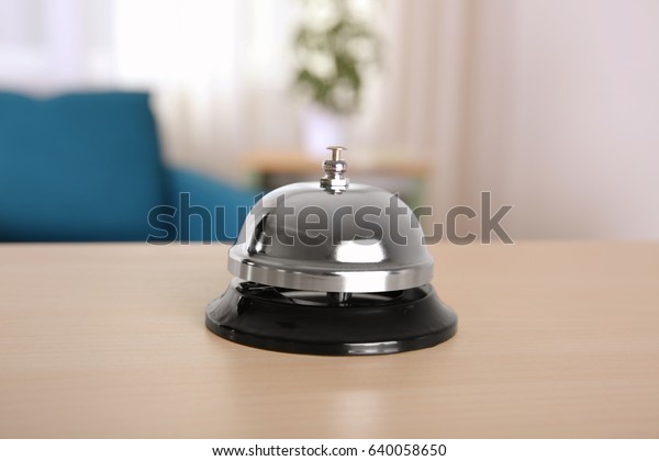 Silver Service Bell On Reception Desk Stock Photo Edit Now 640058650