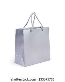 Silver shopping bag on white background. - Shutterstock ID 133695785
