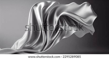 Silver  silk cloth in motion. Luxury  product, cosmetic presentation mockup. 