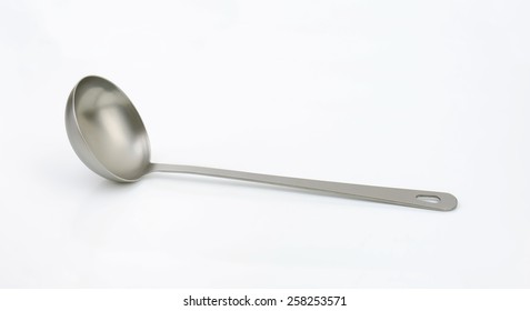 Silver Soup Ladle On White Background