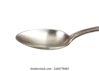 A silver spoon against a white background. Clipping path included for easy extraction.  - Shutterstock ID 2183778487