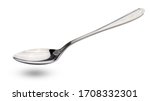 Silver spoon photo stacking side view  isolated on white background. This has clipping path.