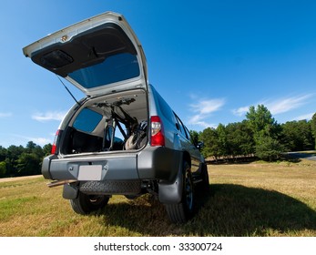 Silver Sports Utility Vehicle Hatch Open SUV