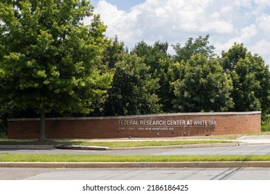 Silver Spring, MD, USA - June 25, 2022: Entrance Sign Of The Federal Research Center At White Oak, A 3.9-million-square-foot Food And Drug Administration (FDA) Office And Lab Compound.