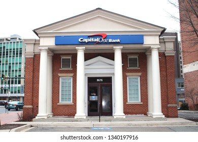 Silver Springs, MD/USA March 7, 2019: Capital One Bank Open In1988, Employs Over 50,000 People In US And Abroad With $21.4 Billion Revenue Reported In 2012.