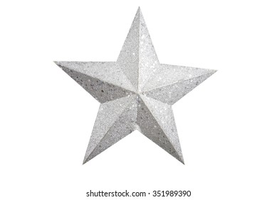 Silver Star Christmas Tree On White Background