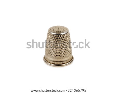 silver thimble isolated on white background       