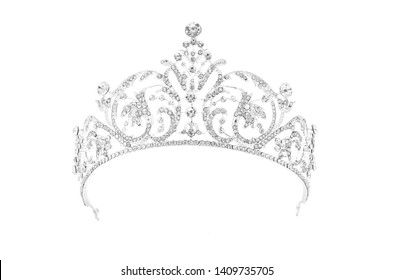 Silver Tiara Diamonds On White Background Stock Photo 1409735705 ...