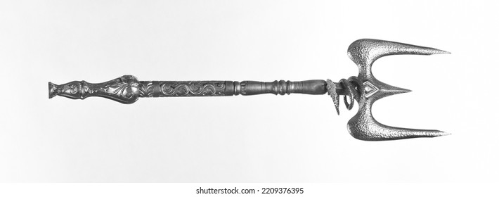 Silver Trident Isolated On White Background