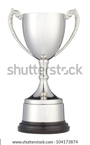 a silver trophy cup isolated on white with clipping path